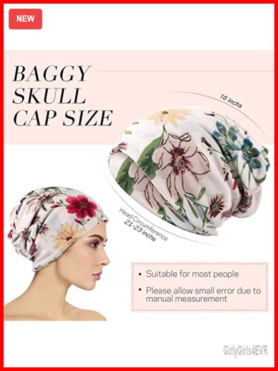 5 Pack Slouchy Beanie Chemo Hat Stretch Cancer Head Wraps Sleep Scarf main image 5